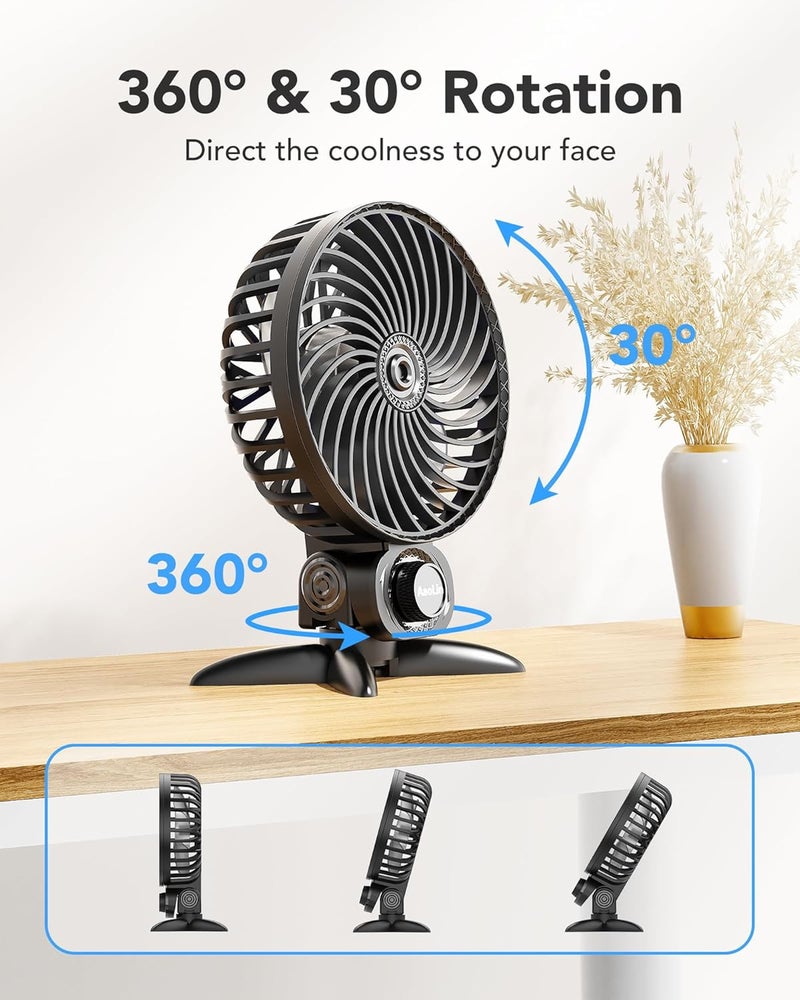 AaoLin USB Small Fan, Desk Fans with CVT Variable Speeds, Strong Cooling Airflow, Quiet Portable, Desktop Mini Personal Fan for Room, Home,Office, Bedroom-USB Powered (Black-02) - Image 4